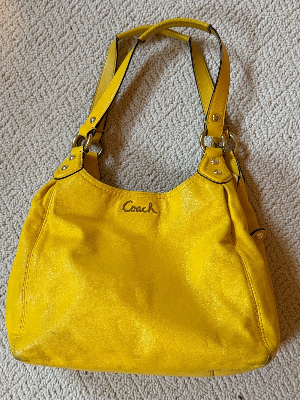 Coach Yellow Leather Shoulder Hobo Bag